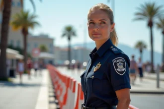 Agent de securite femme en uniforme a Cannes