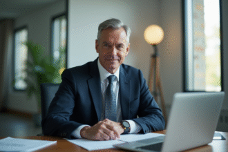 Homme d affaires en costume dans un bureau moderne