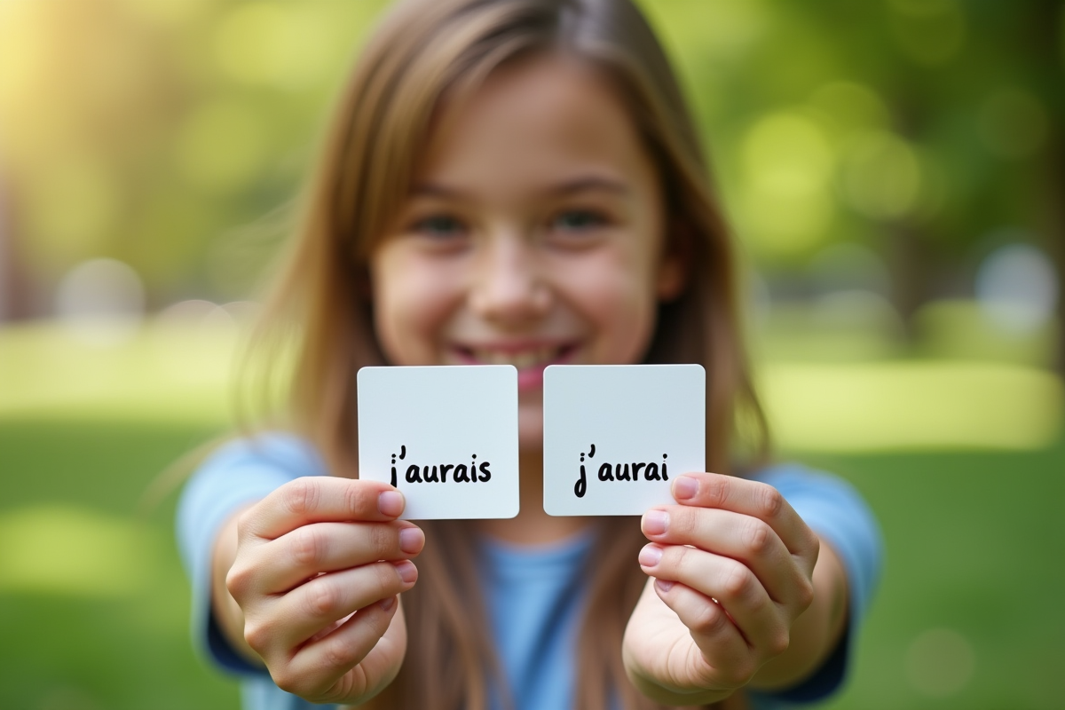 Jeune adulte tenant des flashcards avec j