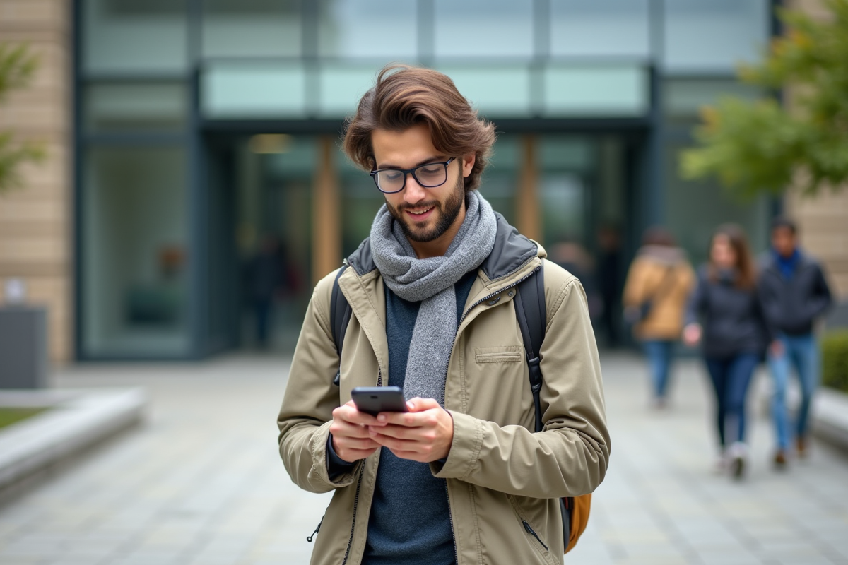 Jeune étudiant international devant l