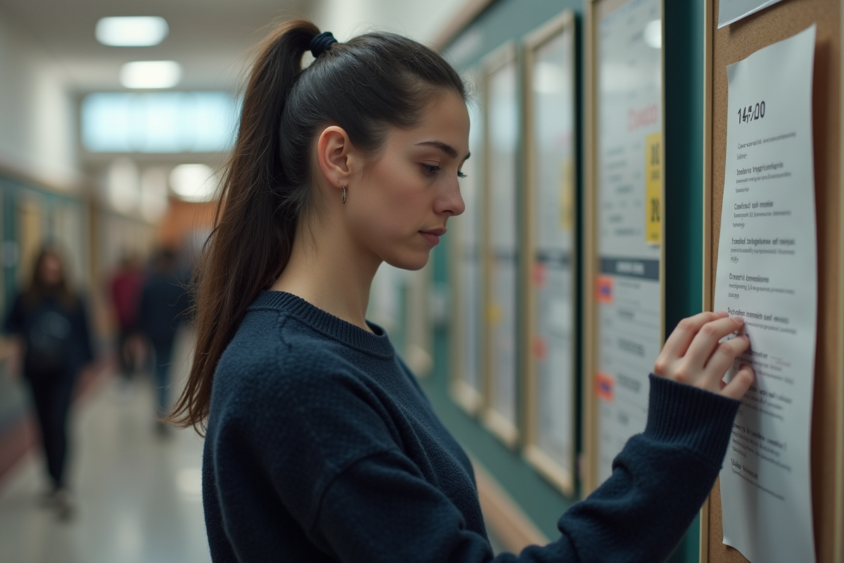 Une jeune femme consulte ses résultats d