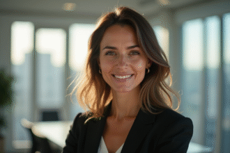 Portrait confiant de Mélisande Gomez dans un espace moderne