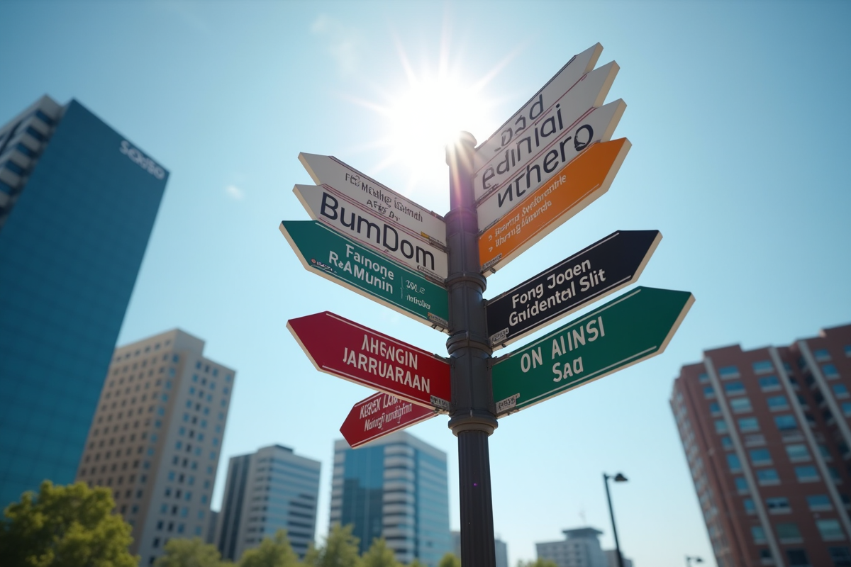 Panneaux de villes capitales F en différentes langues