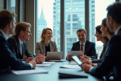 Groupe de professionnels en réunion mode en ville