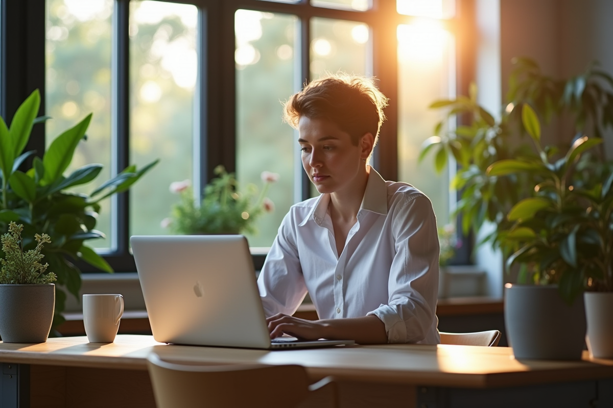Jeune professionnel travaillant à domicile dans un bureau moderne